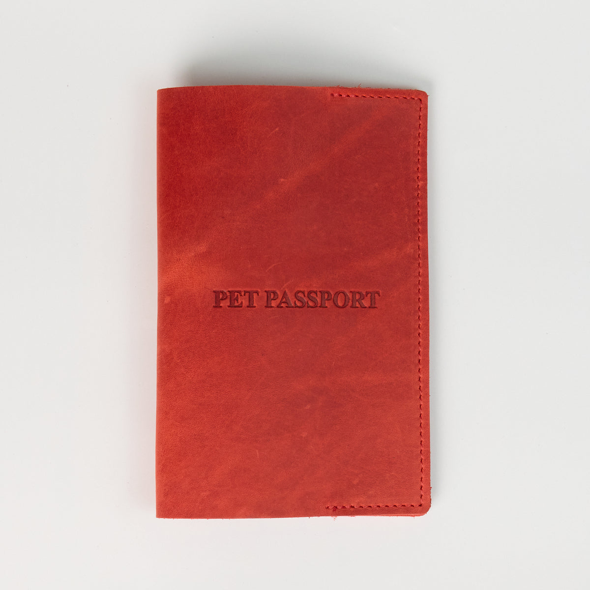 Leather Pet Passport Cover - Red