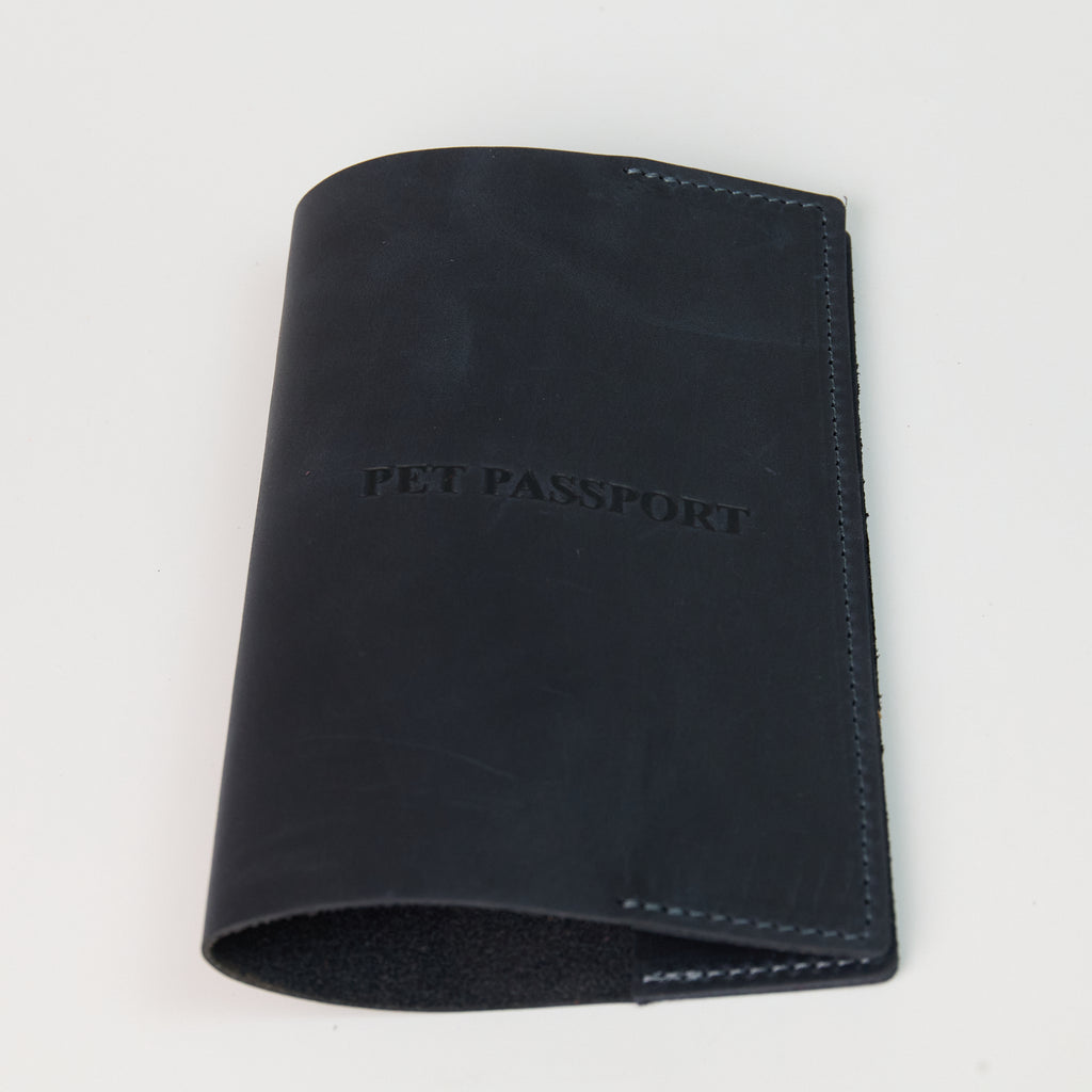 Leather Pet Passport Cover - Blue