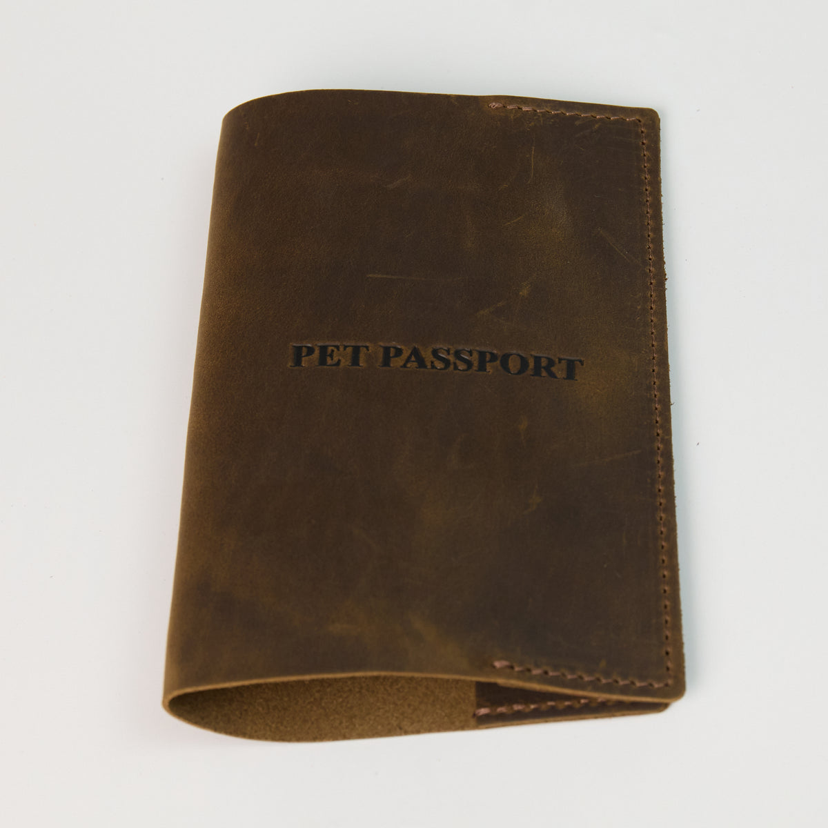 Leather Pet Passport Cover - Brown