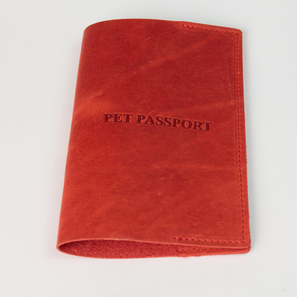 Leather Pet Passport Cover - Dark Red