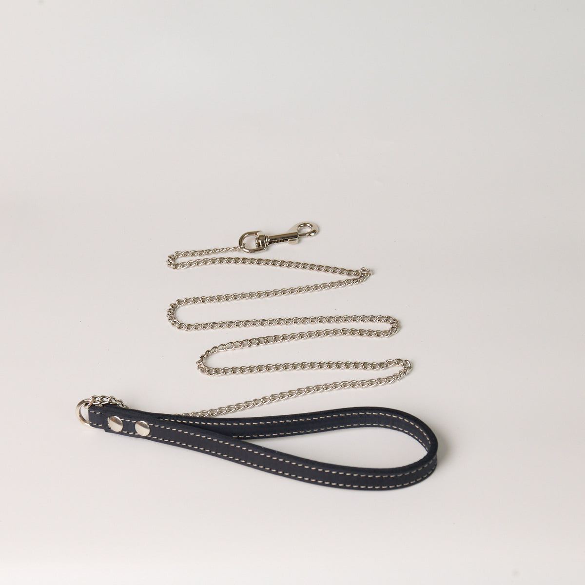 Blue Leather Chain Dog Leash - additional product view