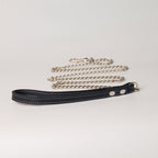 Blue Leather Chain Dog Leash - additional product view