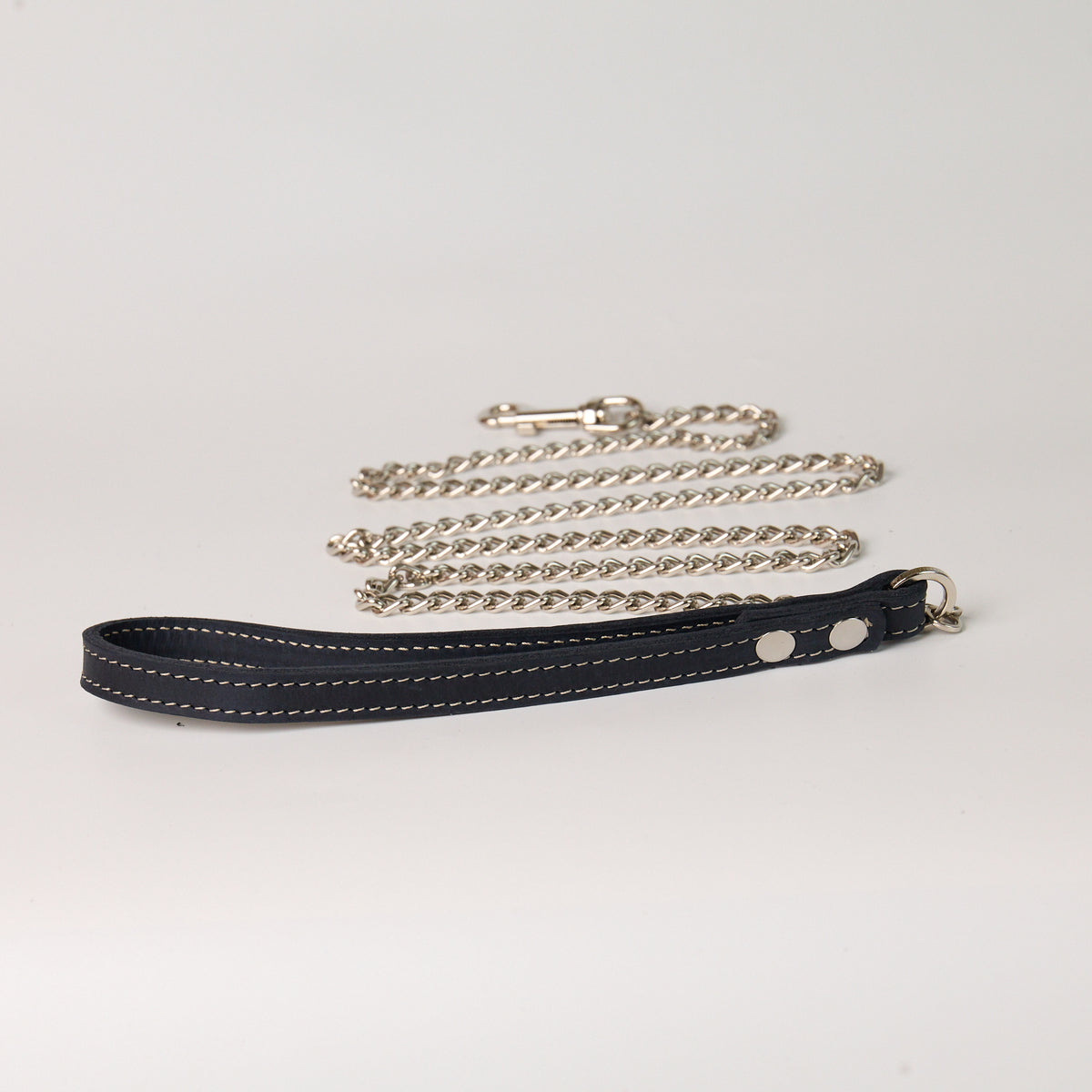 Blue Leather Chain Dog Leash - additional product view