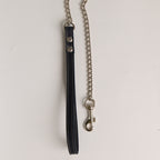 Blue Leather Chain Dog Leash - close-up product detail