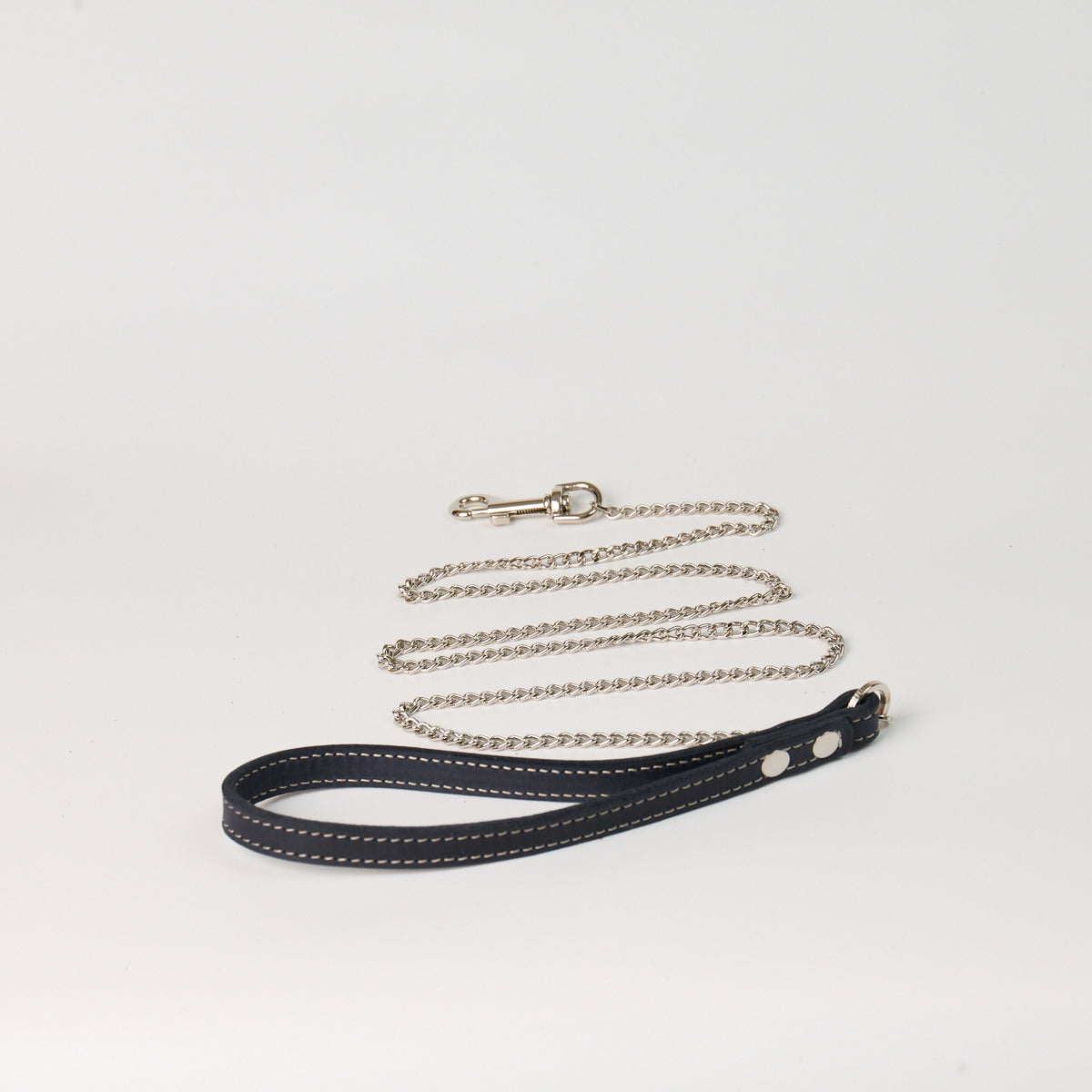 Blue Leather Chain Dog Leash - additional product view
