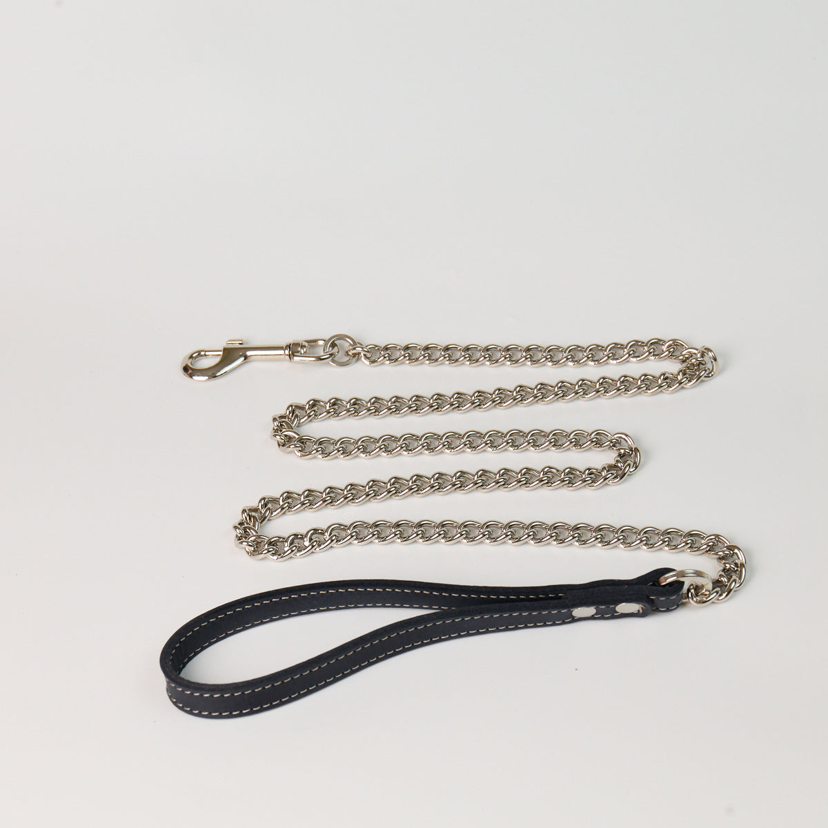 Blue Leather Chain Dog Leash - *