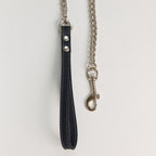 Blue Leather Chain Dog Leash - close-up product detail