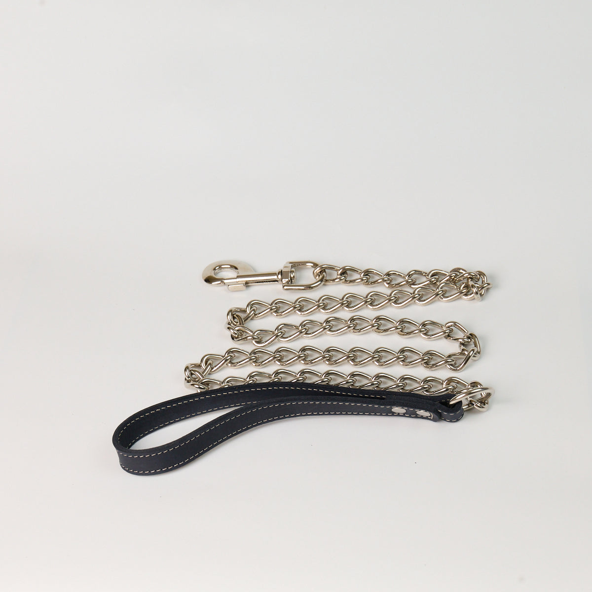 Blue Leather Chain Dog Leash - additional product view