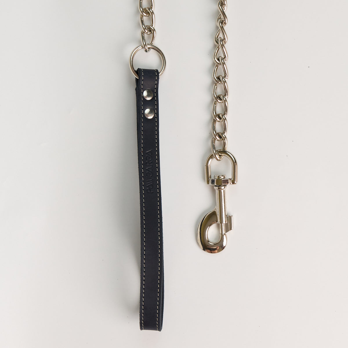 Blue Leather Chain Dog Leash - additional product view