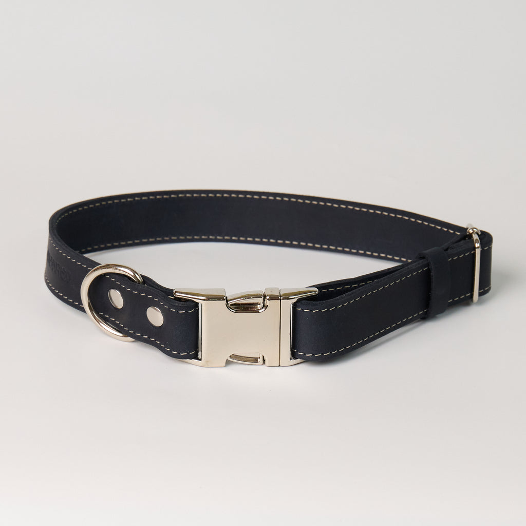 Blue Leather Dog Collar - *