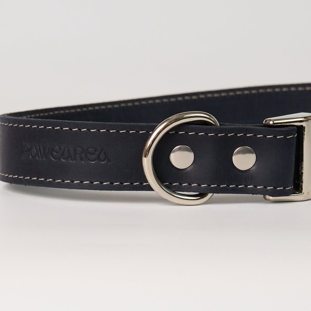 Blue Leather Dog Collar - additional product view