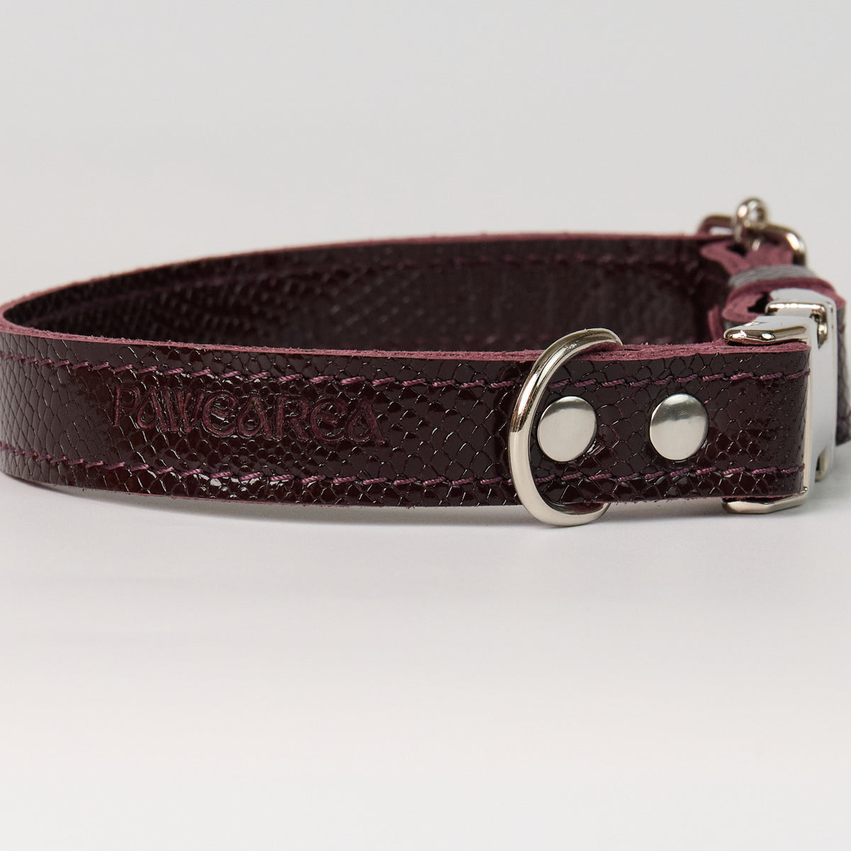 Anaconda Double Leather Dog Collar - close-up product detail