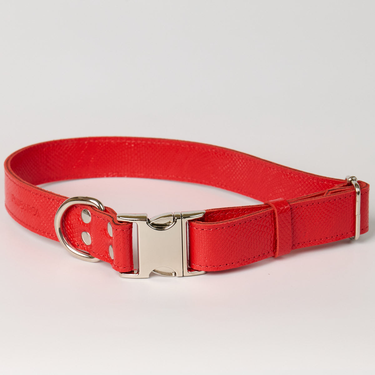 Anaconda Double Leather Dog Collar - Red