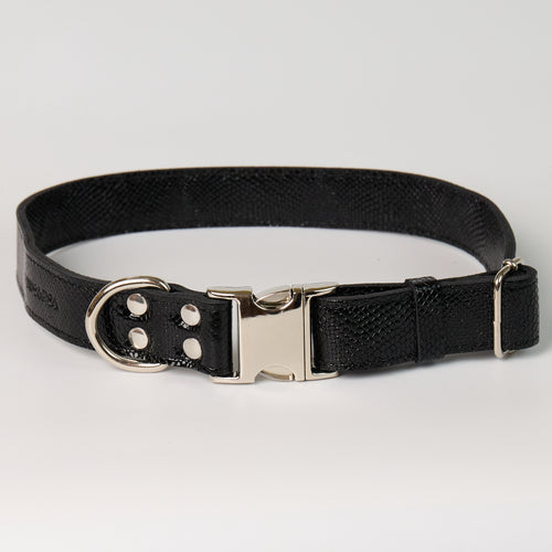 Anaconda Double Leather Dog Collar - Black