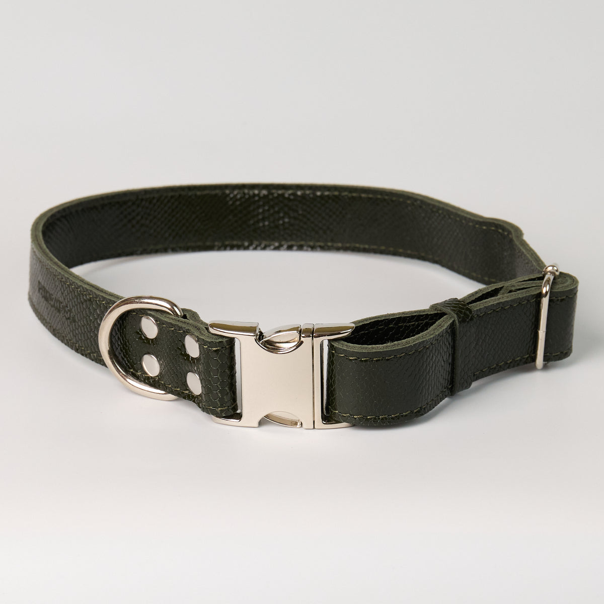 Anaconda Double Leather Dog Collar - Emerald Green