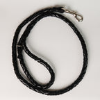 Anaconda Braided Round Leather Dog Leash - Black