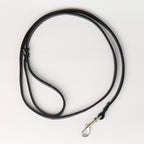 Anaconda Flat Double Leather Dog Leash - Black