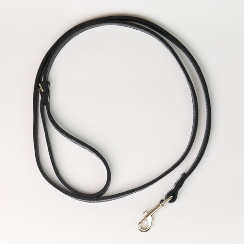Anaconda Flat Double Leather Dog Leash - Black
