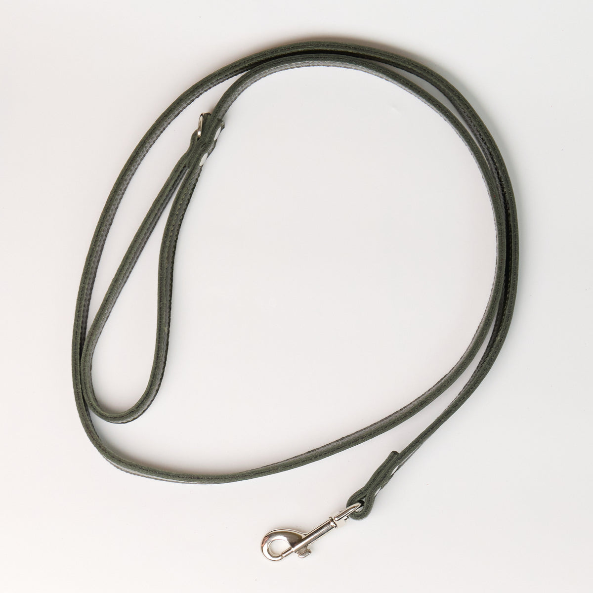 Anaconda Flat Double Leather Dog Leash - Emerald Green