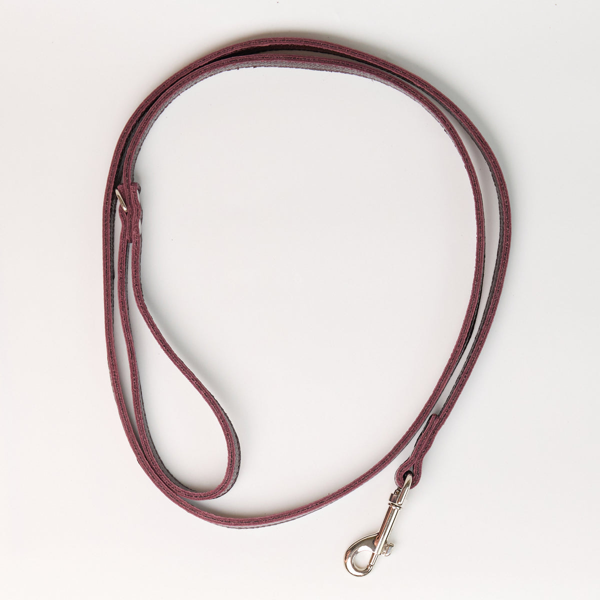 Anaconda Flat Double Leather Dog Leash - Burgundy