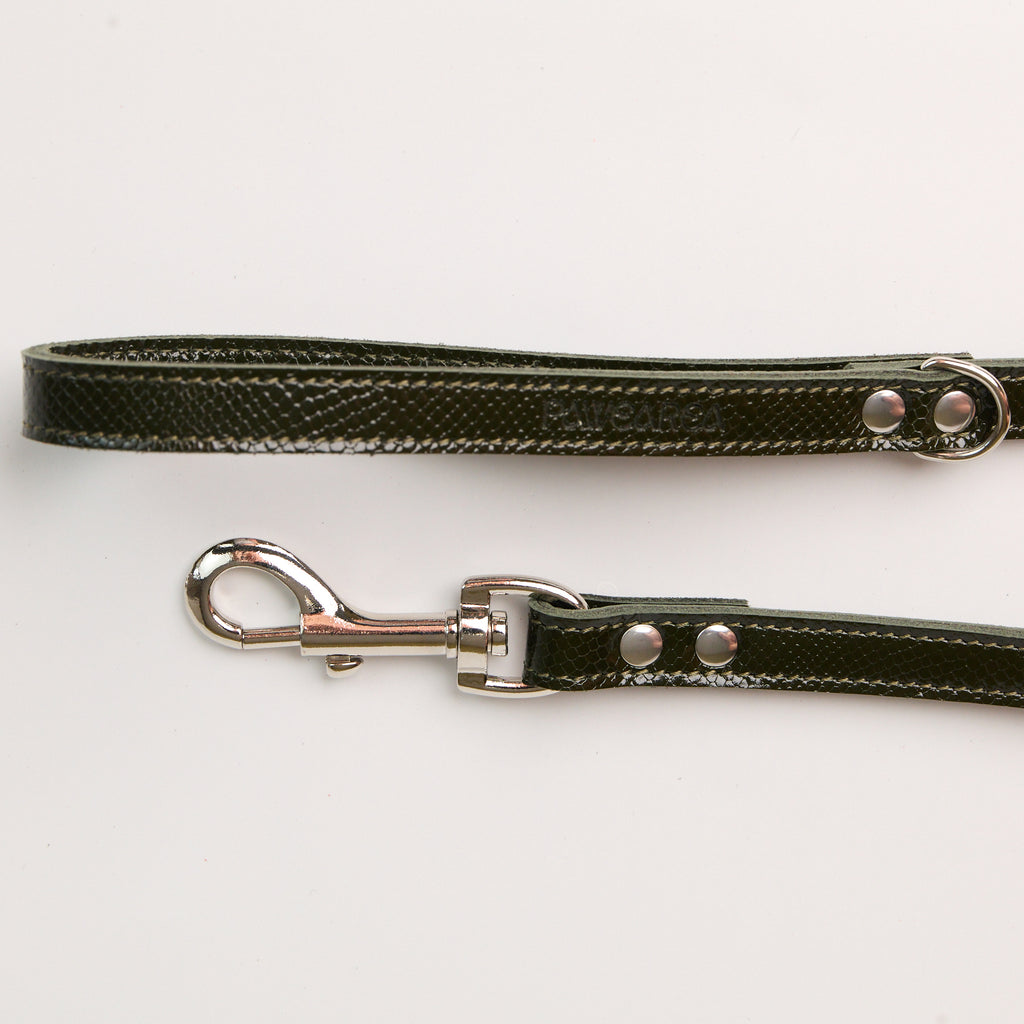 Anaconda Flat Double Leather Dog Leash - close-up product detail