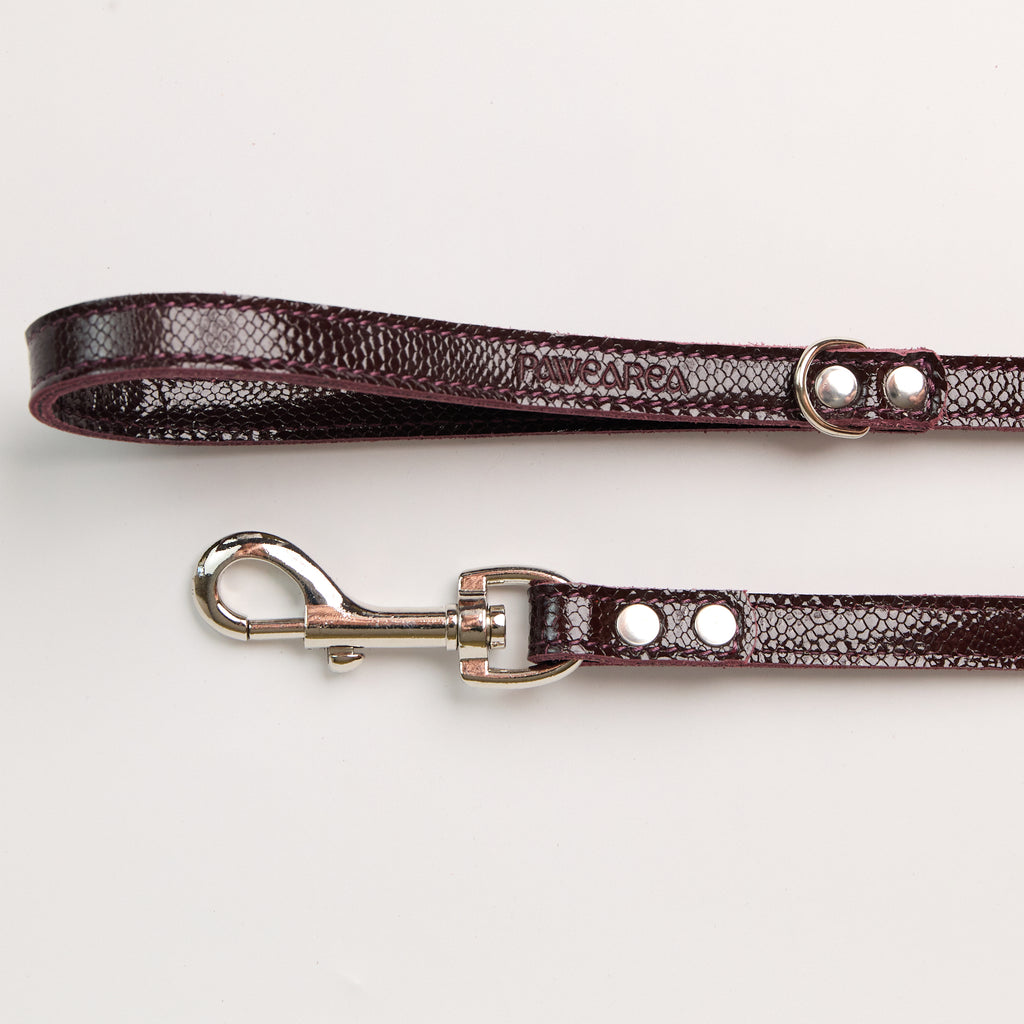 Anaconda Flat Double Leather Dog Leash - close-up product detail