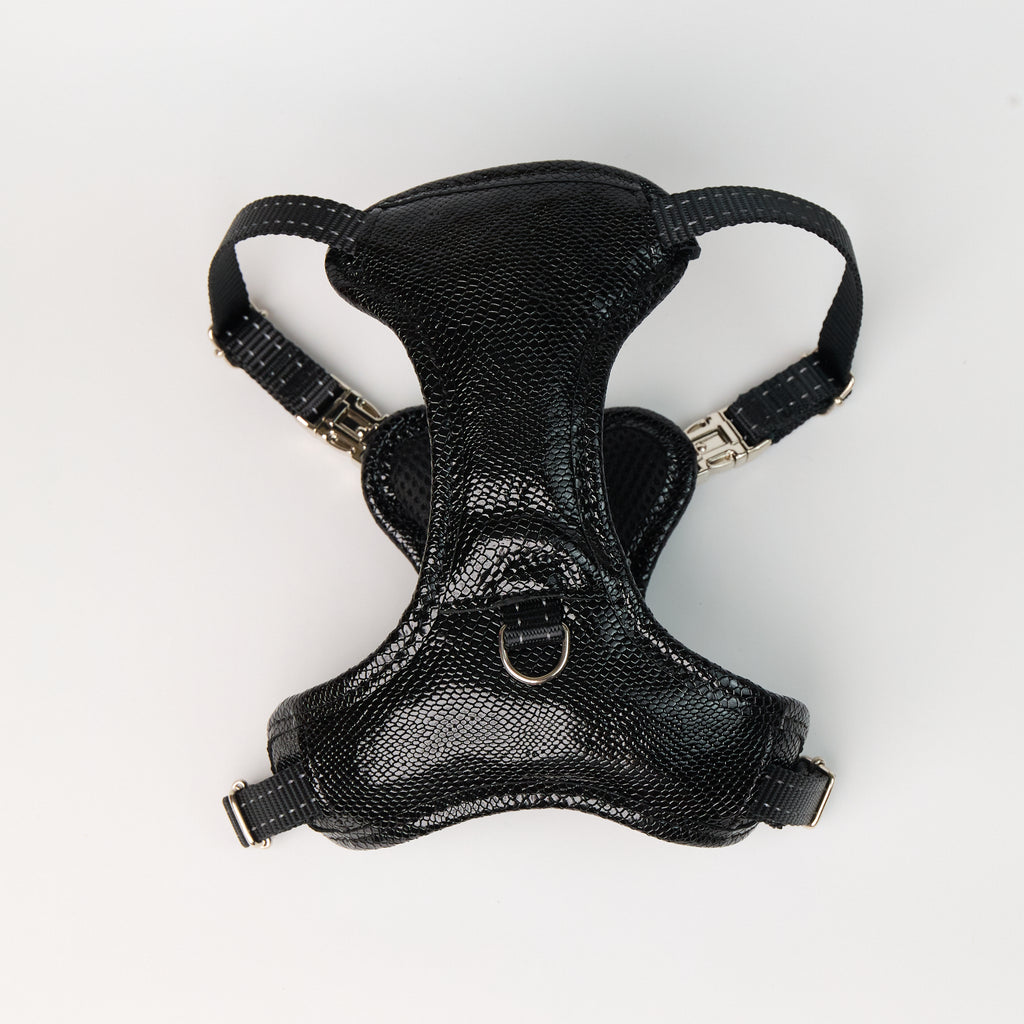 Anaconda Double Leather Dog Harness - Black