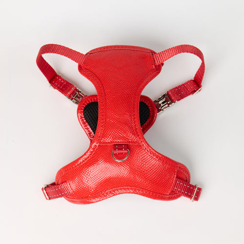 Anaconda Double Leather Dog Harness - Red