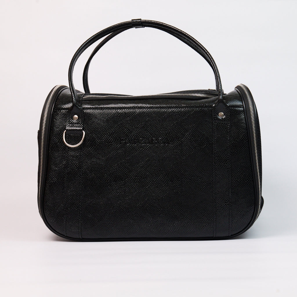 Anaconda Foldable Leather Pet Carrier - Black