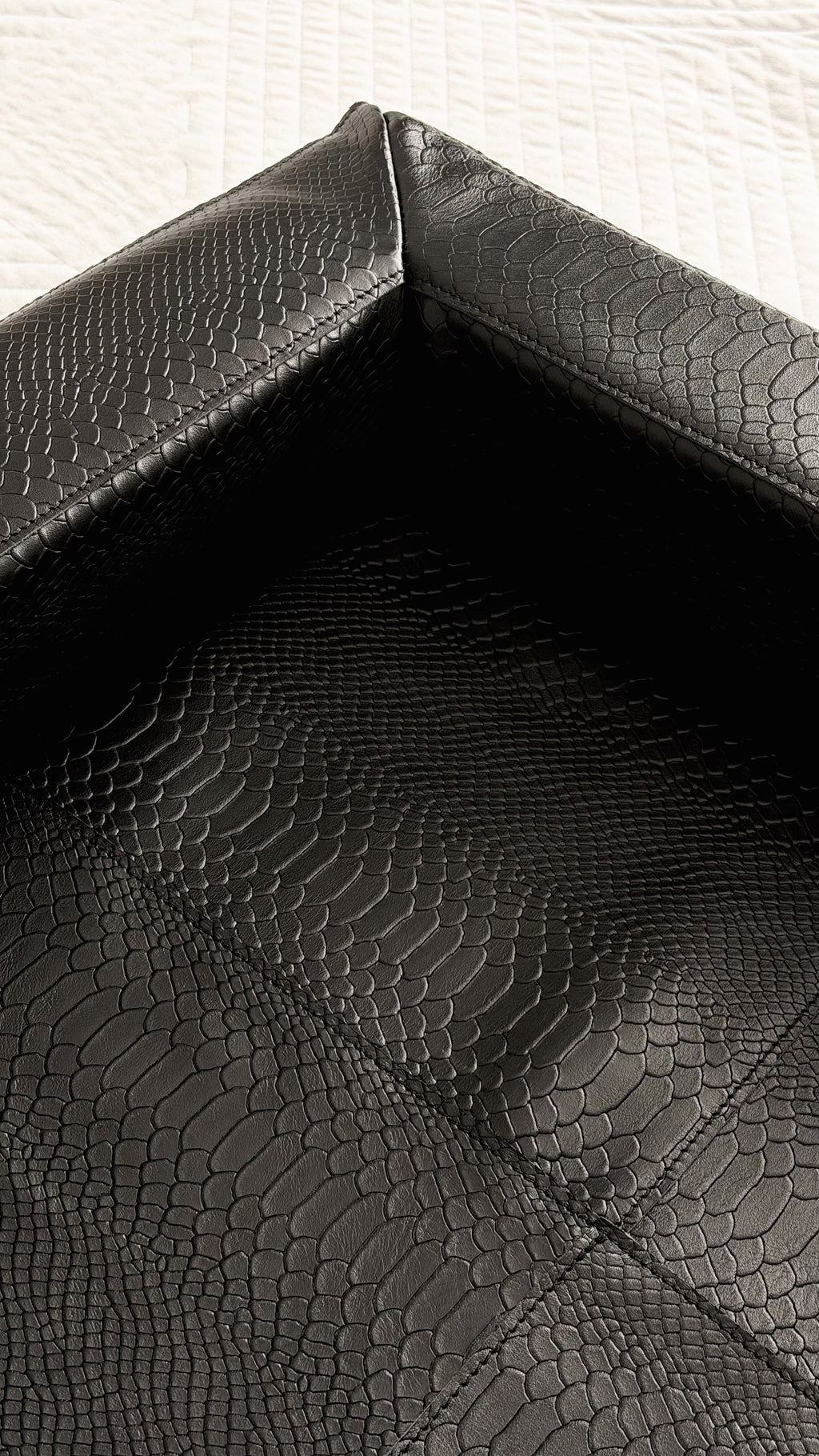 Italian Leather Dog Bed with Python Embossing & Reversible Cushion