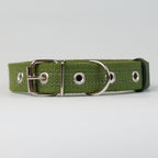 Reflective Canvas Dog Collar - Green