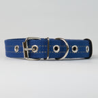 Reflective Canvas Dog Collar - Blue