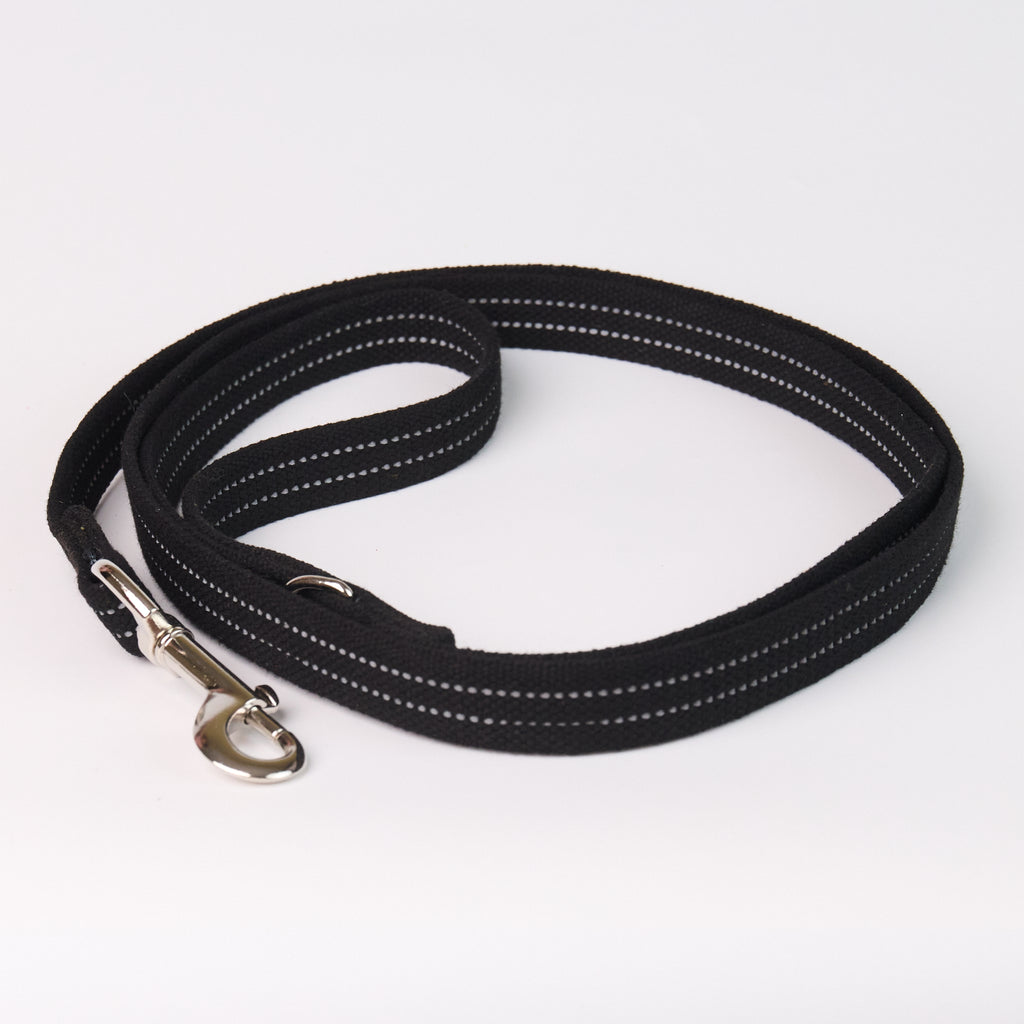 Reflective Canvas Dog Leash - Black