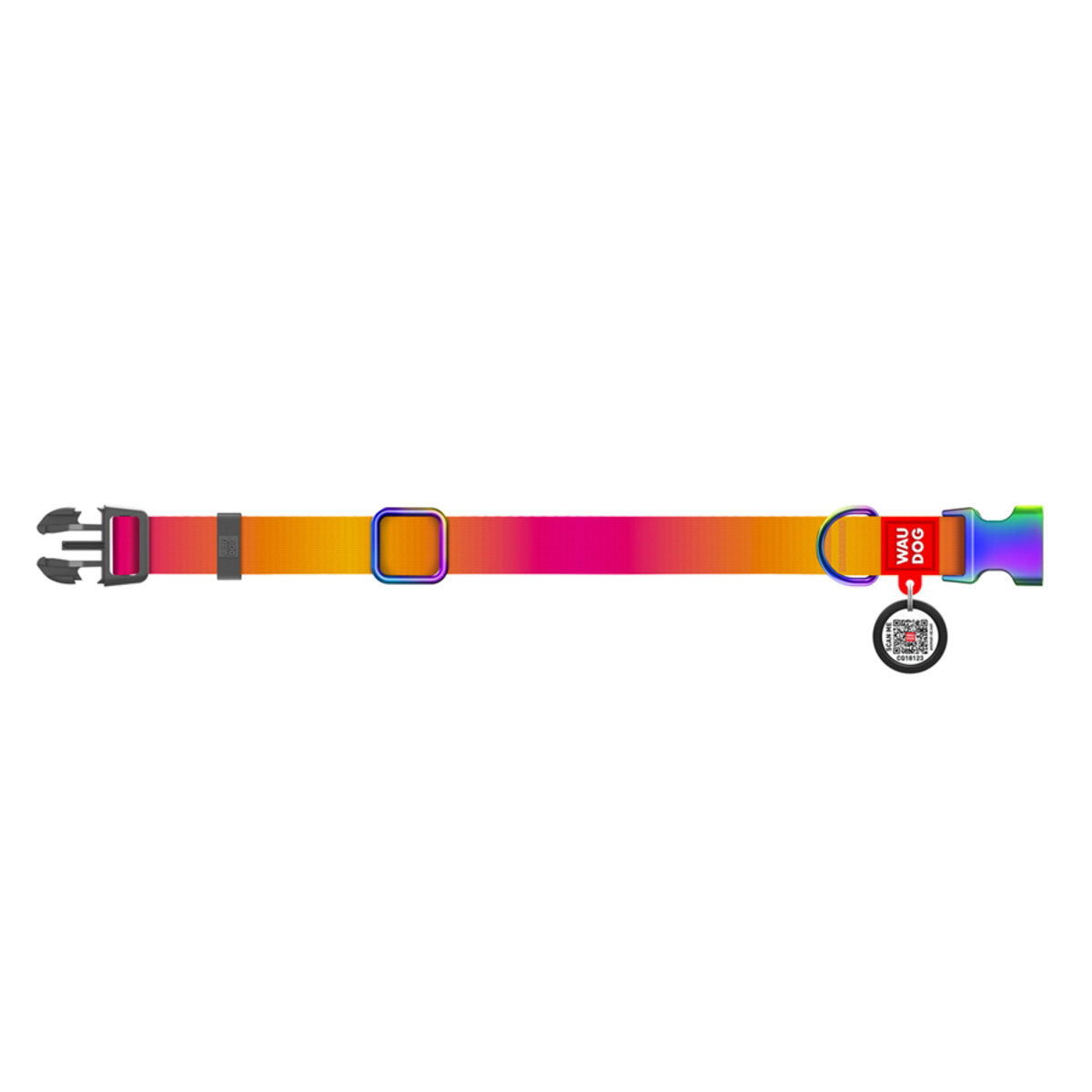 WAUDOG Nylon Dog Collar with QR Passport - Gradient - Orange