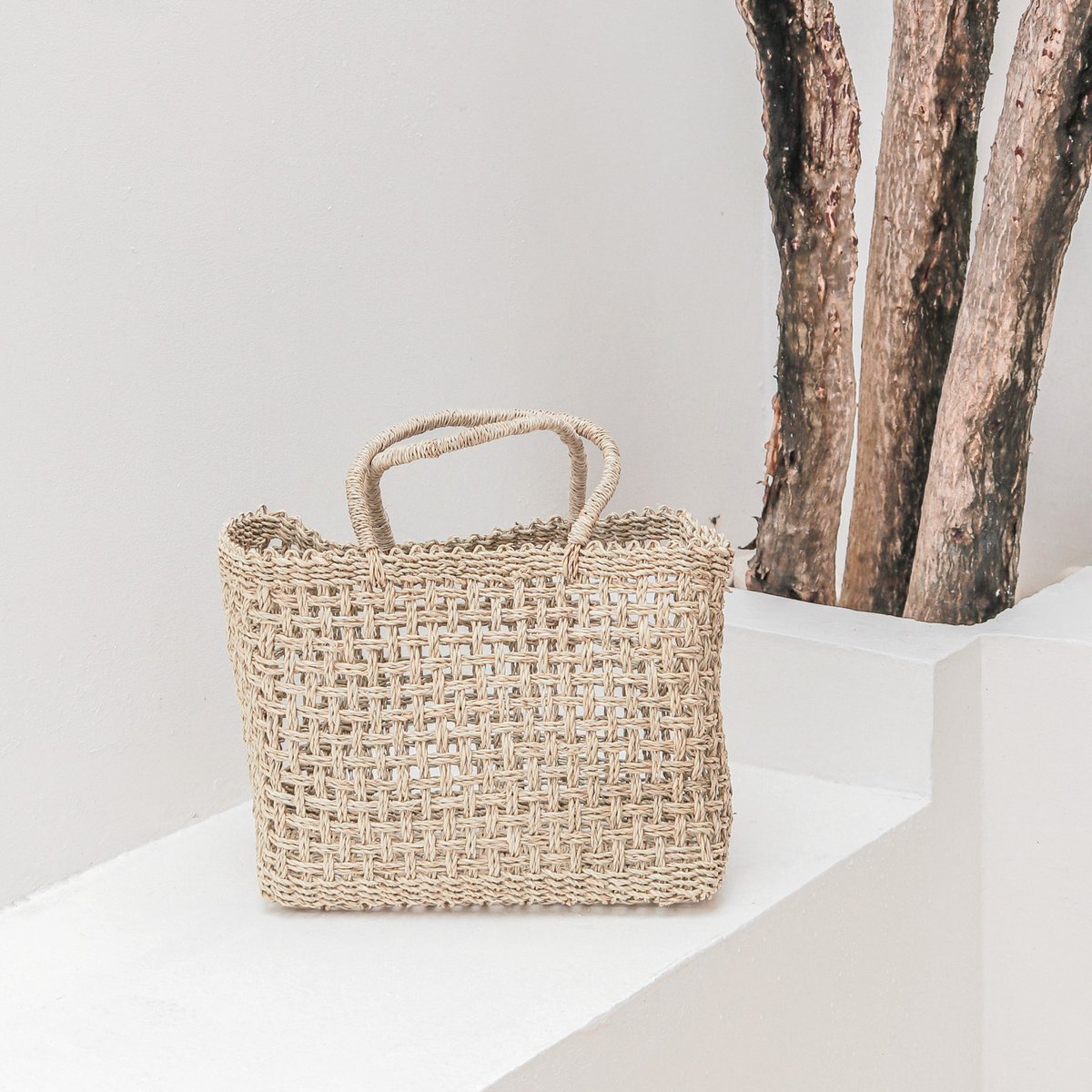 Bolso de mano de yute trenzado – Bolso de compras y playa (2 tamaños)