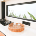 Bambus Serviertablett rund Ø 40 cm SENAYAN – handgefertigtes Dekotablett – nachhaltiges Tablett aus Bambus