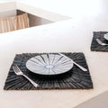 Tischsets aus schwarzem Seegras – rechteckige Platzsets (2, 4 oder 6 Stück, 36 cm)