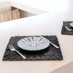 Tischsets aus schwarzem Seegras – rechteckige Platzsets (2, 4 oder 6 Stück, 36 cm)