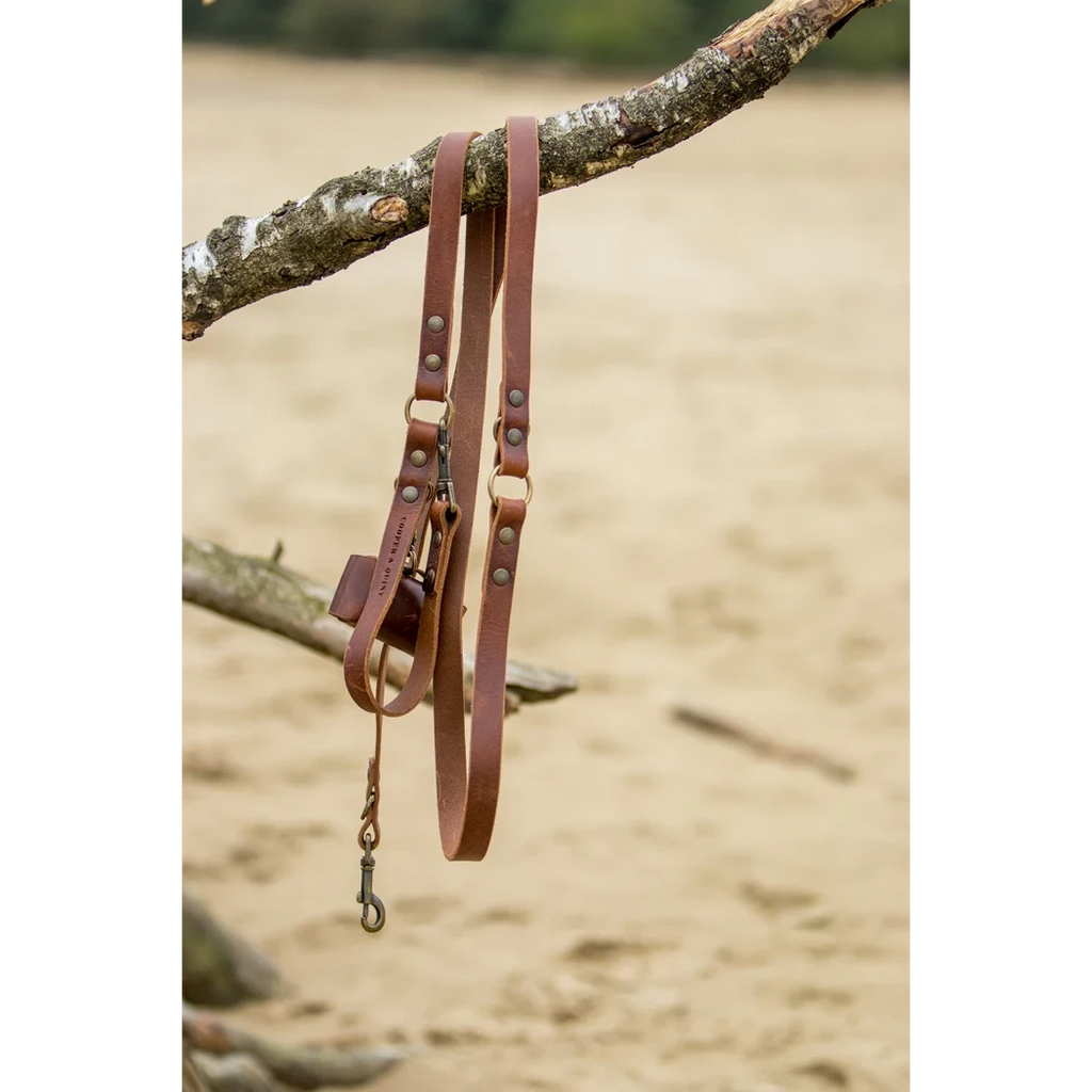 Verstellbare Hundeleine aus Leder – Braun