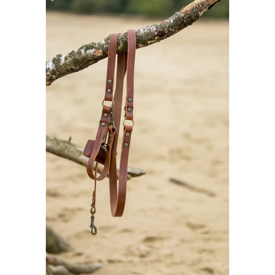 Verstellbare Hundeleine aus Leder – Braun
