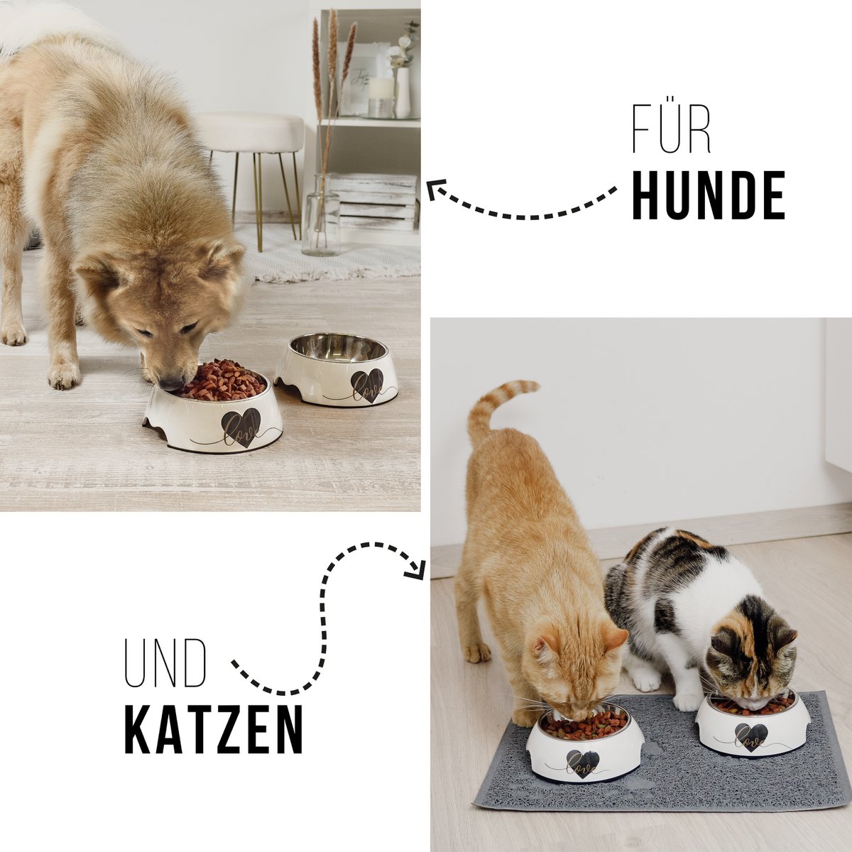 Futternapf 2er Set für große Hunde - Love Design