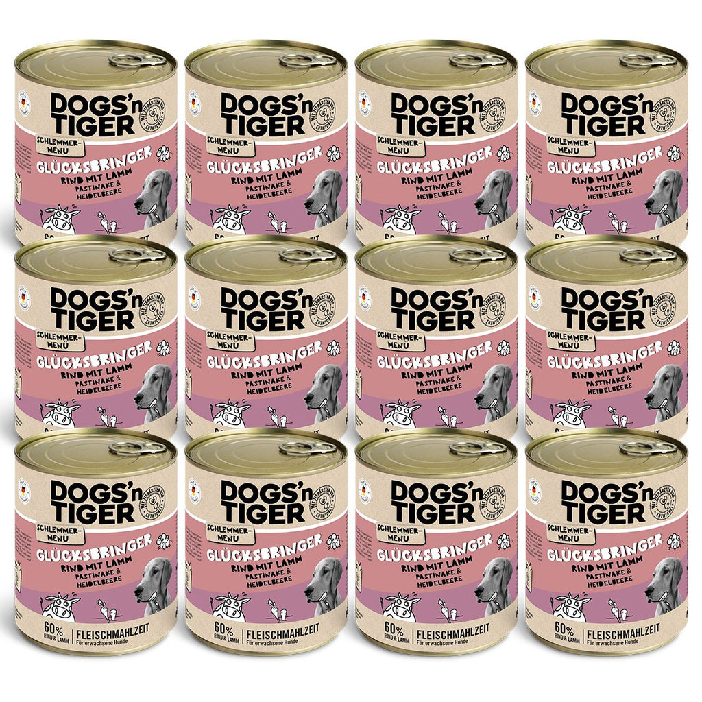 Comida húmeda para perros sin cereales – Carne de res, cordero, chirivía y arándanos