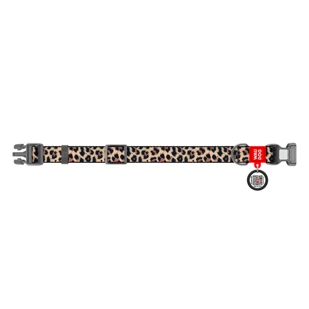 WAUDOG Nylon Dog Collar with QR Passport - Leopard