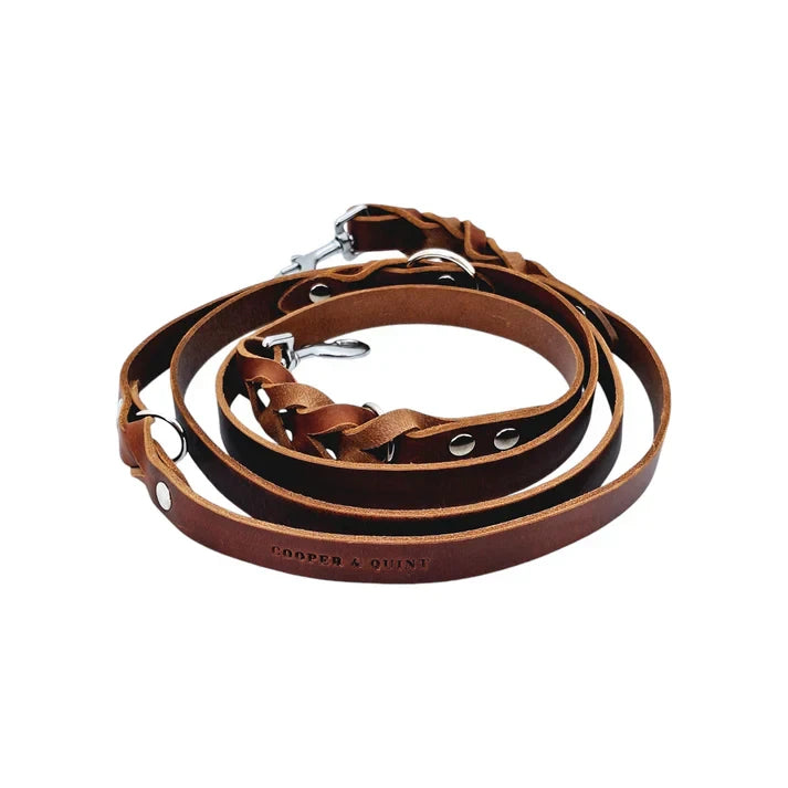Verstellbares verdrehtes Hundehalsband aus Leder – Braun