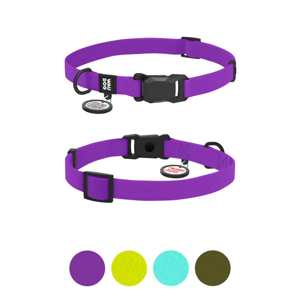 WAUDOG Magnet Dog Collar with QR Passport - Purple