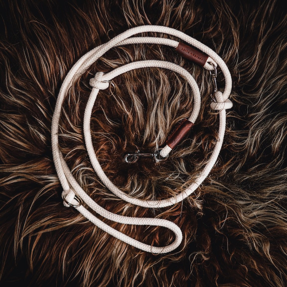 Adjustable Cotton Rope Dog Leash (Ecru)