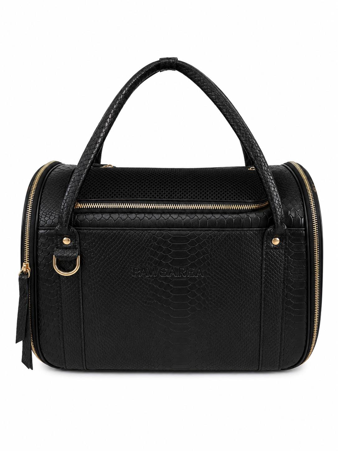 Luxury Airline-Approved Pet Carrier in Genuine Leather with Python Texture