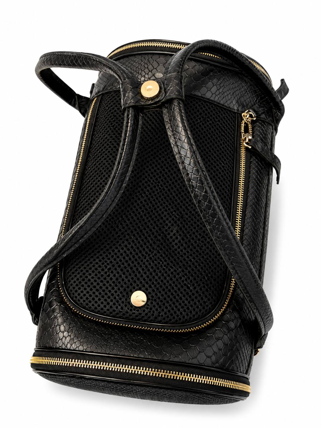 Luxury Airline-Approved Pet Carrier in Genuine Leather with Python Texture