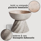 Increased ceramic food bowl for cats in stone optics