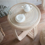 Rattan-Beistelltisch KANTHI – Natürlicher Couchtisch im Boho-Stil